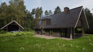 Unieke schuurwoning | groot overstek met eiken houten spant